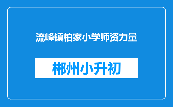 流峰镇柏家小学师资力量