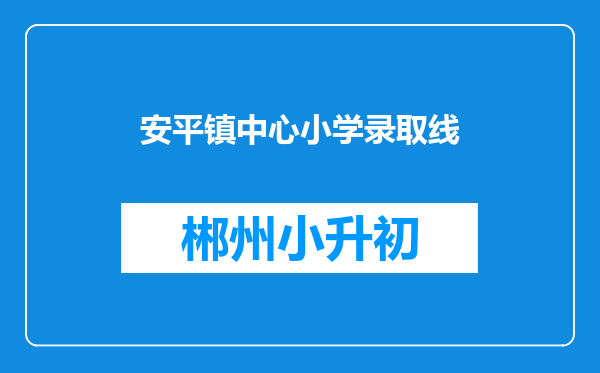 安平镇中心小学录取线