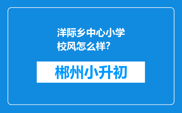 洋际乡中心小学校风怎么样？