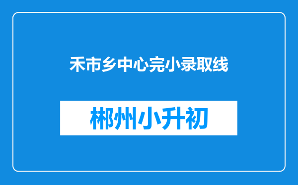 禾市乡中心完小录取线