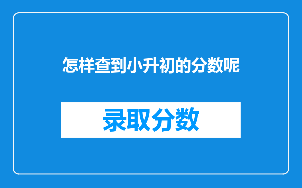 怎样查到小升初的分数呢