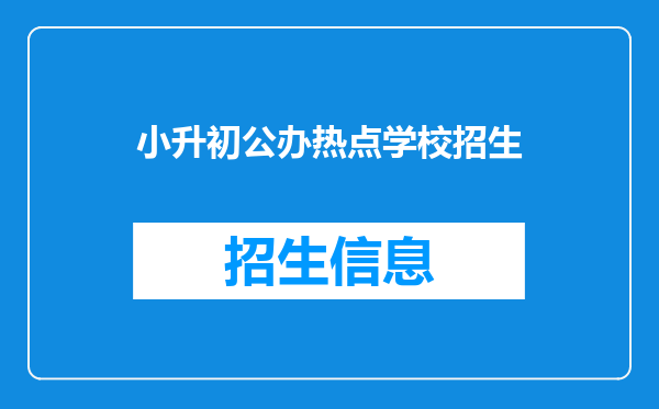 小升初公办热点学校招生