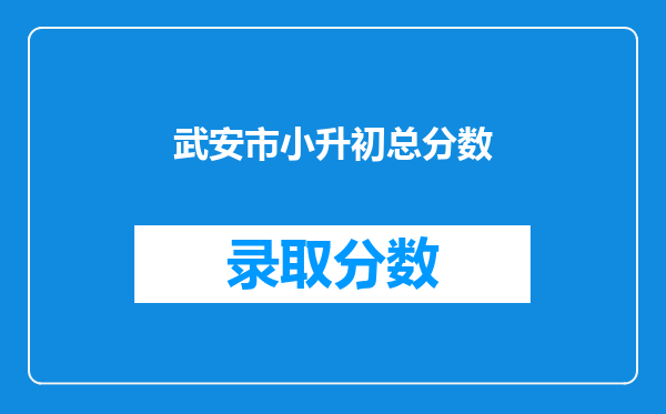 武安市小升初总分数