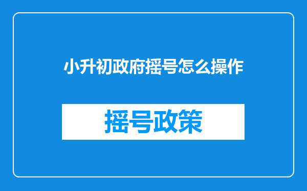 小升初政府摇号怎么操作