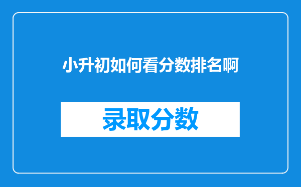 小升初如何看分数排名啊