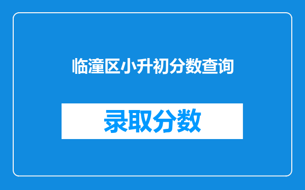 临潼区小升初分数查询