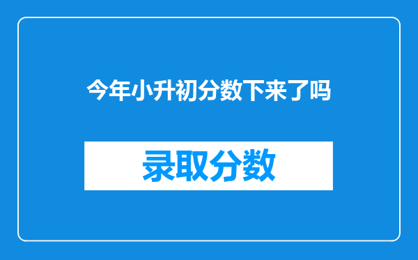 今年小升初分数下来了吗