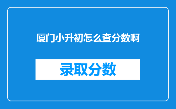 厦门小升初怎么查分数啊