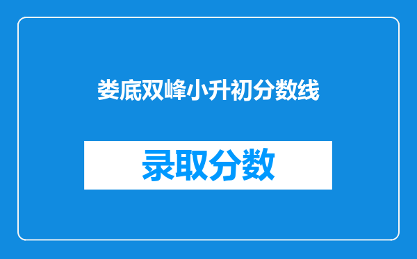 娄底双峰小升初分数线