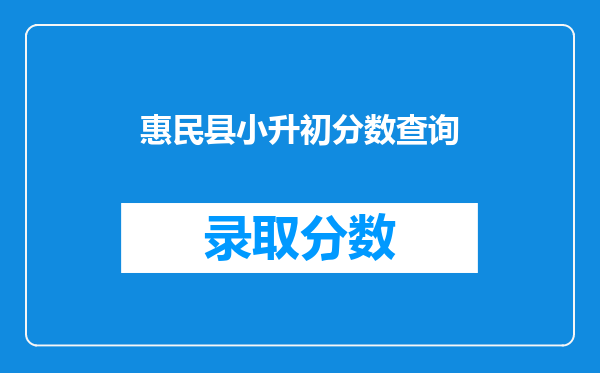 惠民县小升初分数查询