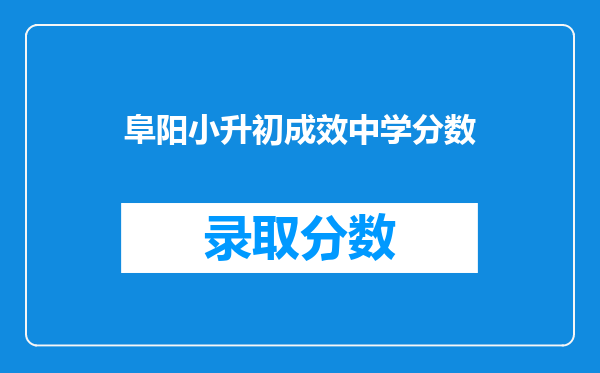 阜阳小升初成效中学分数