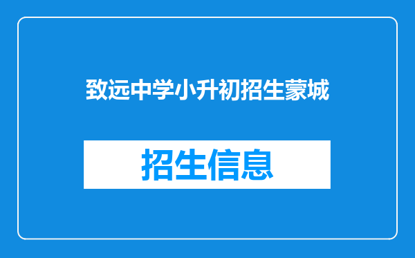 致远中学小升初招生蒙城