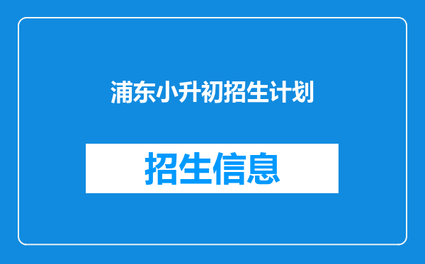 浦东小升初招生计划