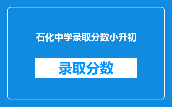 石化中学录取分数小升初