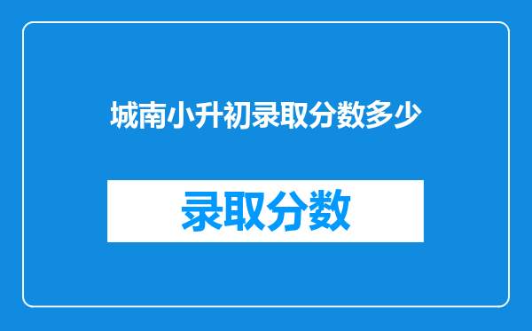 城南小升初录取分数多少