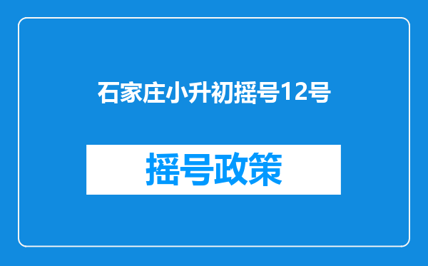 石家庄小升初摇号12号