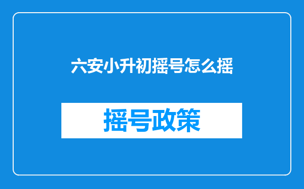 六安小升初摇号怎么摇