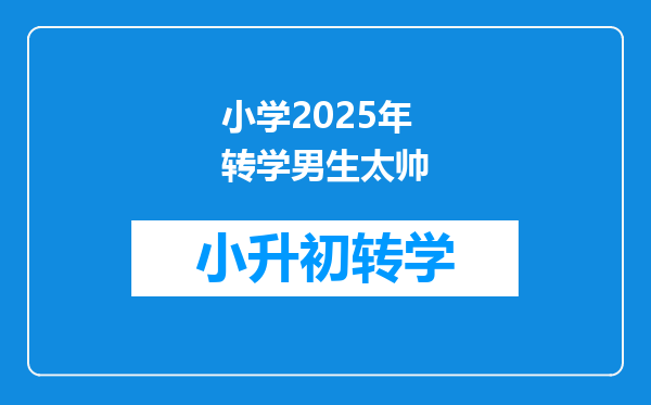 小学2025年转学男生太帅