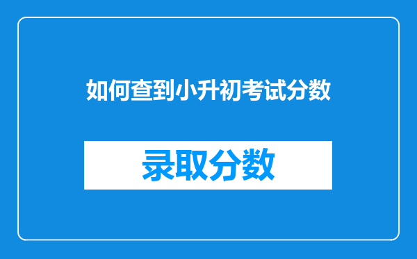 如何查到小升初考试分数