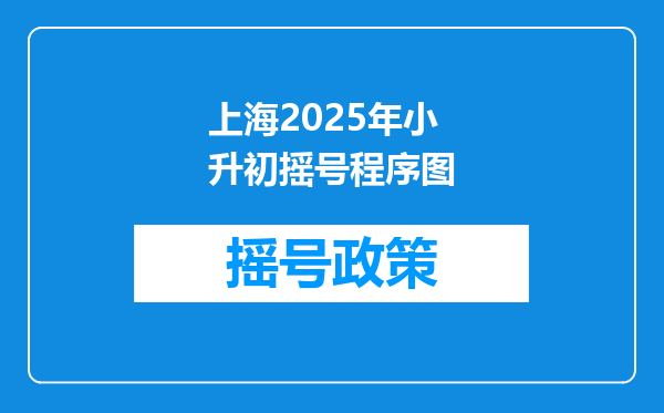 上海2025年小升初摇号程序图