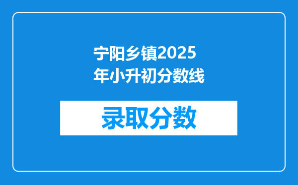 宁阳乡镇2025年小升初分数线