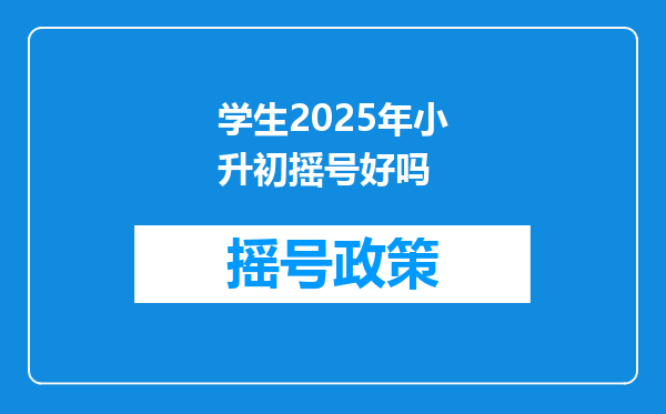 学生2025年小升初摇号好吗