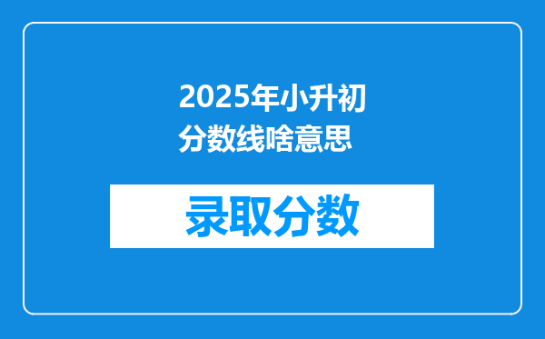 2025年小升初分数线啥意思