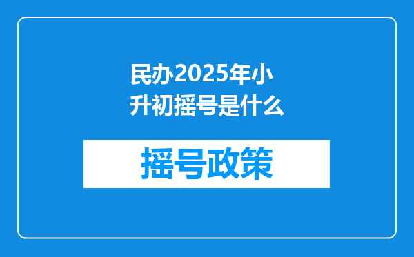 民办2025年小升初摇号是什么