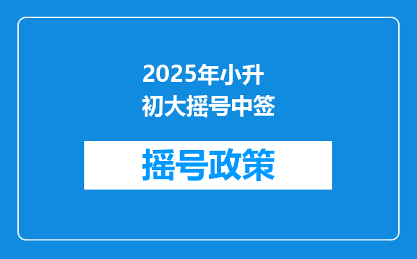 2025年小升初大摇号中签