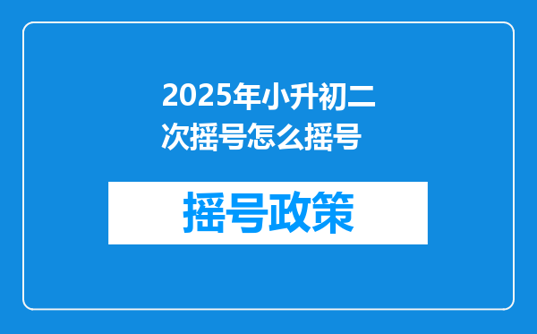 2025年小升初二次摇号怎么摇号