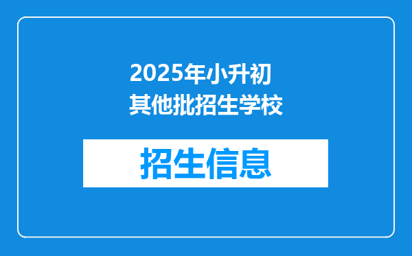 2025年小升初其他批招生学校