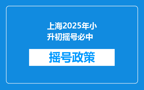 上海2025年小升初摇号必中