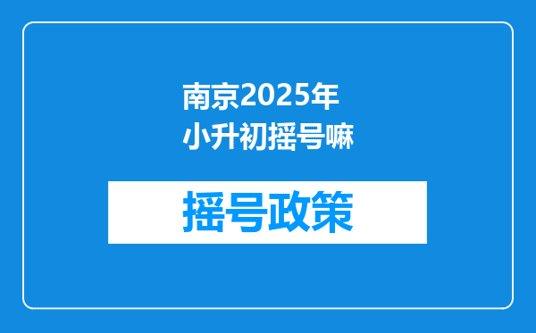 南京2025年小升初摇号嘛