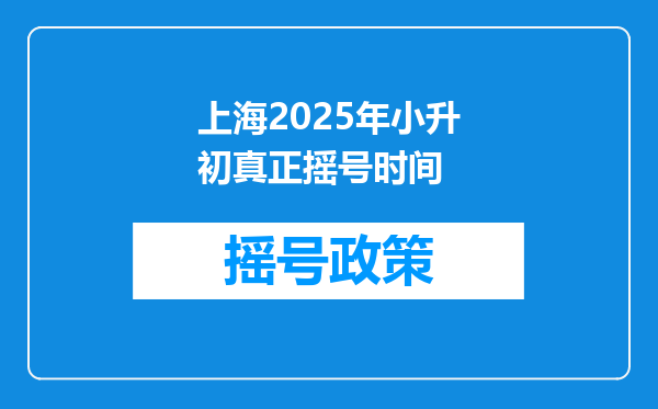 上海2025年小升初真正摇号时间