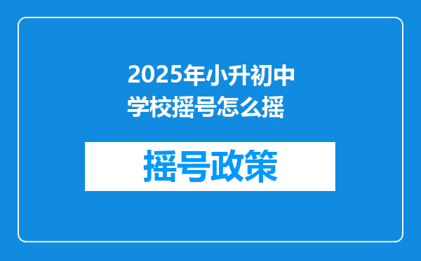 2025年小升初中学校摇号怎么摇