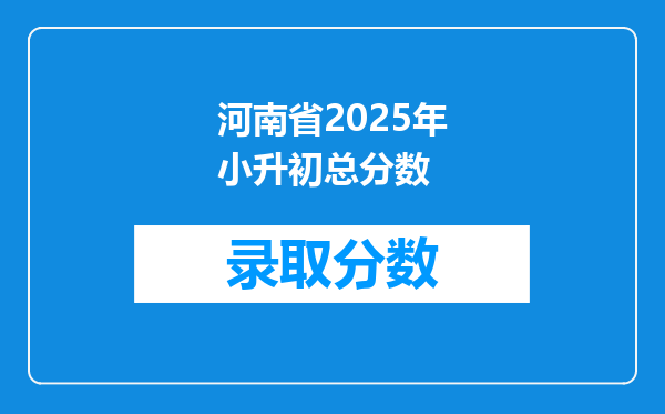 河南省2025年小升初总分数