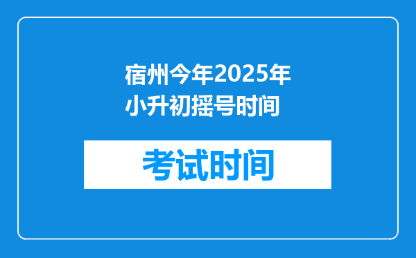 宿州今年2025年小升初摇号时间