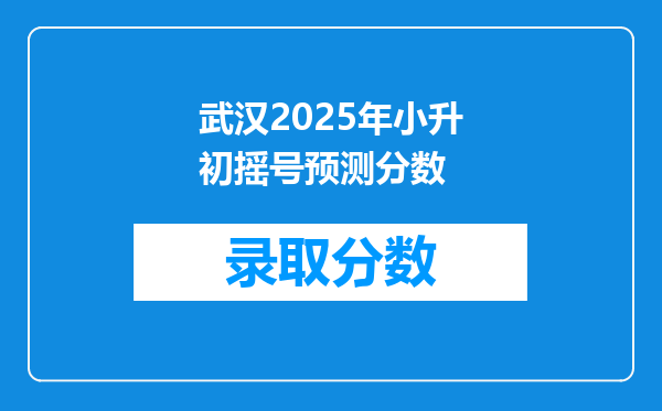 武汉2025年小升初摇号预测分数