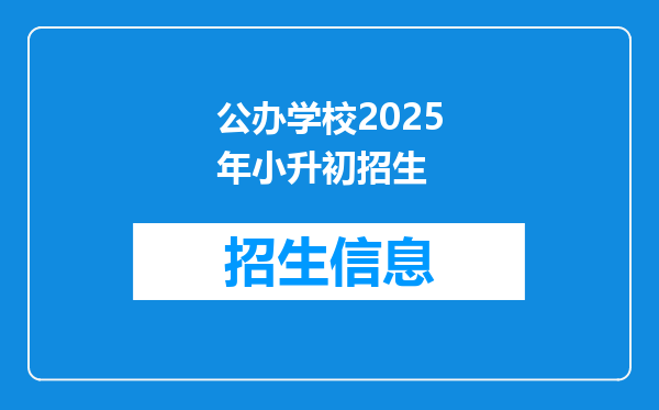 公办学校2025年小升初招生