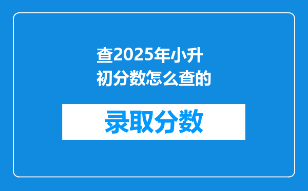 查2025年小升初分数怎么查的