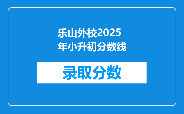 乐山外校2025年小升初分数线