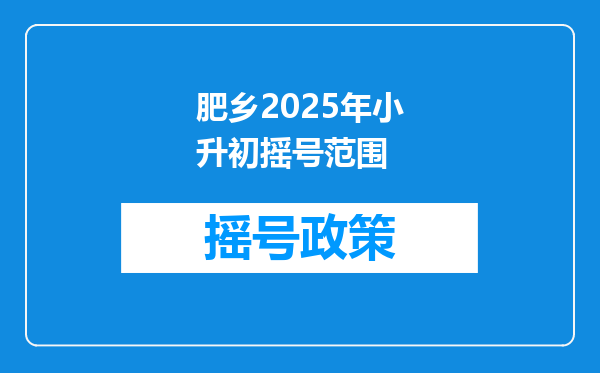 肥乡2025年小升初摇号范围