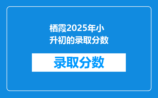 栖霞2025年小升初的录取分数