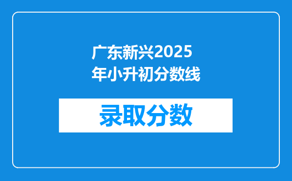 广东新兴2025年小升初分数线