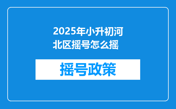 2025年小升初河北区摇号怎么摇