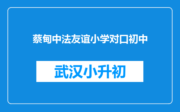 蔡甸中法友谊小学对口初中