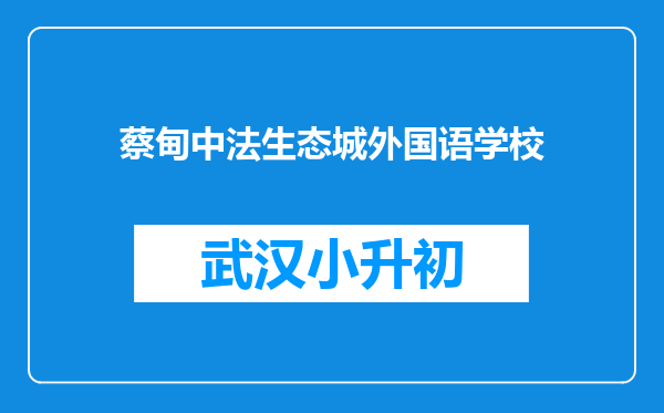 蔡甸中法生态城外国语学校