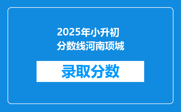 2025年小升初分数线河南项城