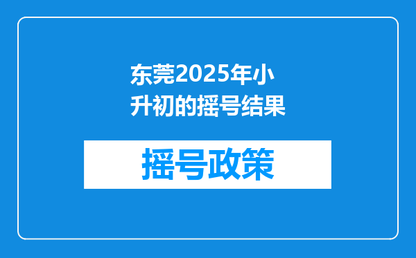 东莞2025年小升初的摇号结果