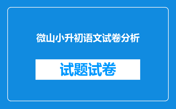 微山小升初语文试卷分析